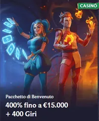 Pacchetto di benvenuto 400 fino a 15000 400 giri gratuiti